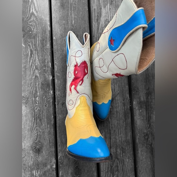 Roper Shoes - Rare ! Vintage Bucking Horse Inlay Western Style Cowboy Boots